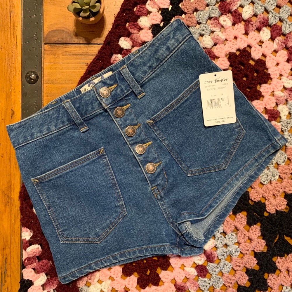Free People Bridgette Pacific Indigo Shorts - Picture 2 of 5